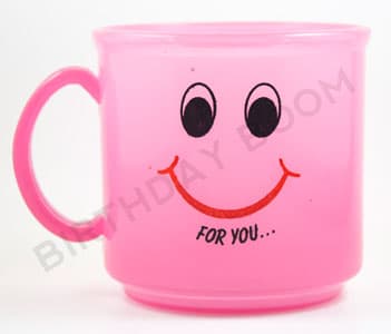 Smiley Face Plastic Mug (Pink)