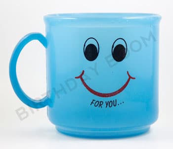 Smiley Face Plastic Mug (Blue)