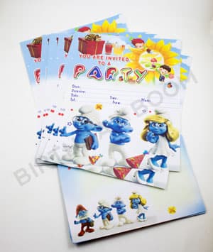 Birthday Party Invitation Card Set (The Smurfs)