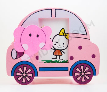 Car Pencil Holder + Photo Frame (Pink)